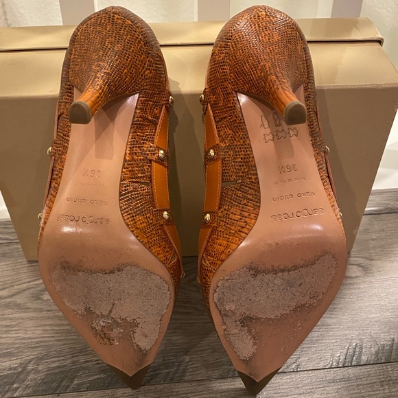 Sergio Rossi pelle stampa lizard d1sll ambra heels - Picture 4 of 7